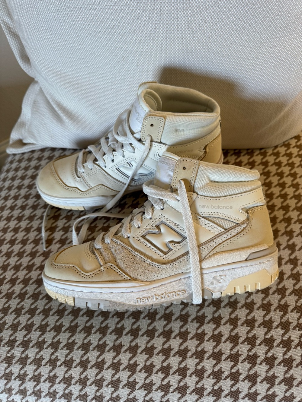 New Balance 650 Cream High-Top Sneakers